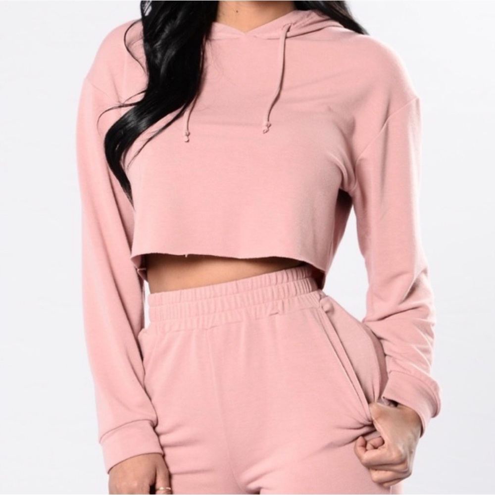 FASHION NOVA PEACH CROPPED HOODIE